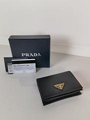 Prada Compact Wallet Saffiano Leather Black Gold 11.2x8.5cm - 2