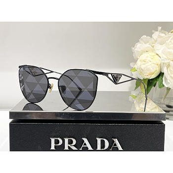 Prada Grey Pattern Silver Irregular Ladies Sunglasses