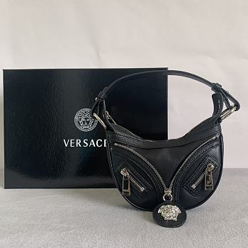 Versace Repeat Mini Hobo Bag Black Silver 20x4x13cm
