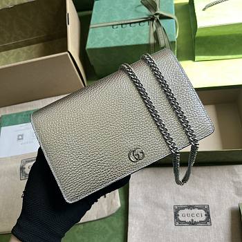 Gucci GG Marmont Mini Chain Bag Silver 20x12.5x4cm