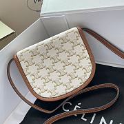 Celine Mini Besace Triomphe Canvas Calfskin White 15x11x4cm - 6