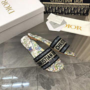 Dior Dway Slide White Multicolor Embroidered - 3