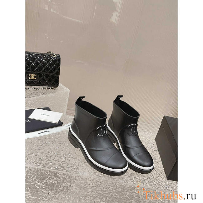 Chanel Short Black Rain Boots - 1