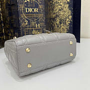 Dior Mini Lady Grey Gold Cannage Leather 17cm - 4