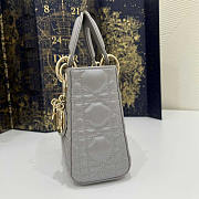 Dior Mini Lady Grey Gold Cannage Leather 17cm - 3