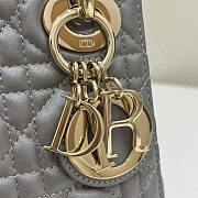 Dior Mini Lady Grey Gold Cannage Leather 17cm - 2