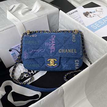 Chanel Flap Bag Denim 23x14x8cm