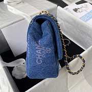 Chanel Large Flap Bag Printed Denim Blue 28x16x6cm - 6