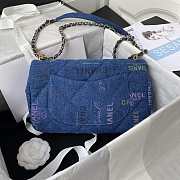 Chanel Large Flap Bag Printed Denim Blue 28x16x6cm - 5