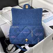 Chanel Large Flap Bag Printed Denim Blue 28x16x6cm - 3