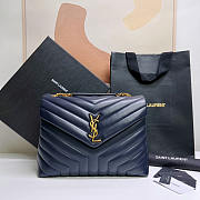 YSL Loulou Medium Leather Shoulder Bag Navy 30x22x10cm - 1