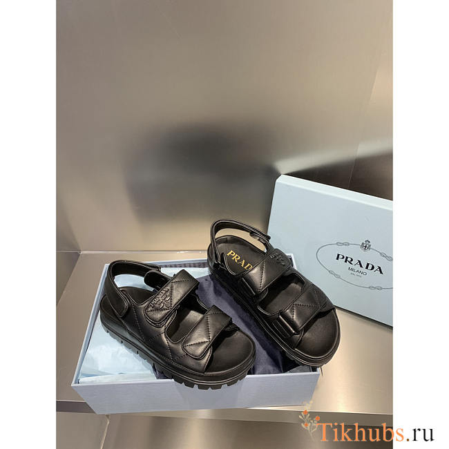 Prada Padded Nappa Leather Sandals Black - 1