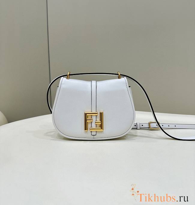 Fendi C’mon Small White Leather Bag 21x15x6.5cm - 1