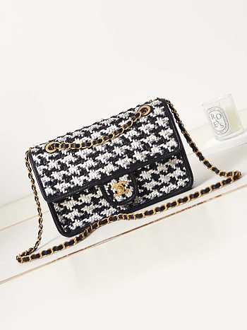 Chanel Flap Bag Woven Lambskin Black 25cm