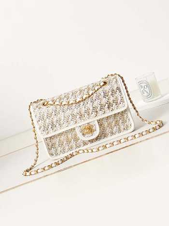Chanel Flap Bag Woven Lambskin White 25cm