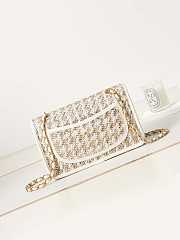 Chanel Flap Bag Woven Lambskin White 25cm - 3