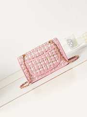 Chanel Flap Bag Woven Lambskin Pink 25cm - 5