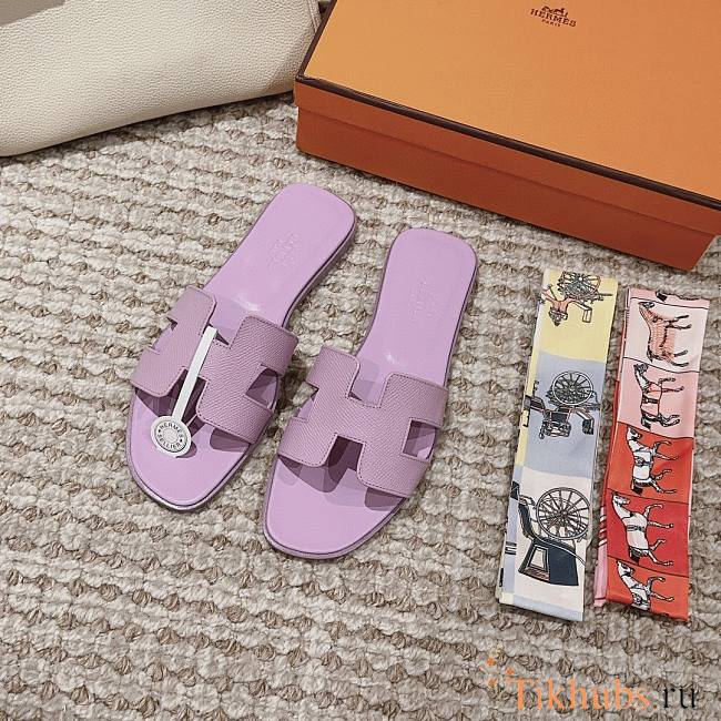 Hermes Oran Purple Slides - 1