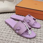 Hermes Oran Purple Slides - 5