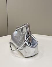 Fendi First Small Silver Leather Bag 26x18x9.5cm - 5