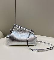 Fendi First Small Silver Leather Bag 26x18x9.5cm - 3