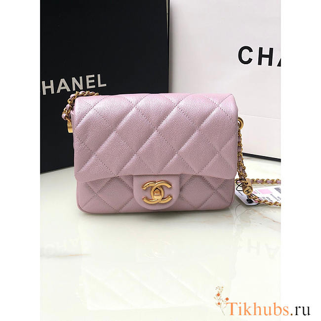 Chanel Classic Flap Mini Square Shoulder Bag Pink 19x13x6cm - 1