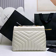 YSL Loulou Medium Bag Leather White Gold 30x22x10cm - 6