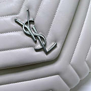 YSL Loulou Medium Bag Leather White Silver 30x22x10cm - 2