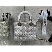 Dior Small Lady Silver Lambskin Iridescent and Metallic 20cm - 3