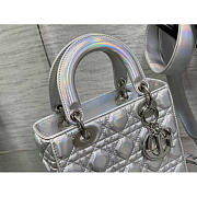 Dior Small Lady Silver Lambskin Iridescent and Metallic 20cm - 2