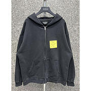 Balenciaga Graphic Print Zip-up Hoodie Black - 1