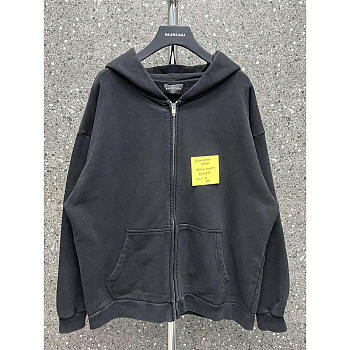 Balenciaga Graphic Print Zip-up Hoodie Black