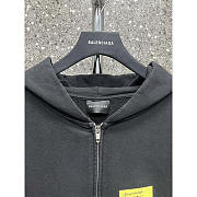 Balenciaga Graphic Print Zip-up Hoodie Black - 5