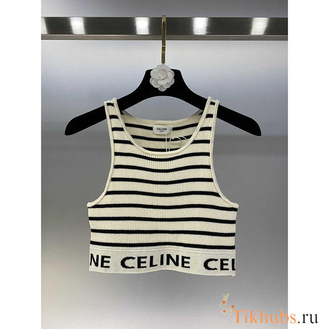 Celine Sports Knit Striped Sports Bra - 1