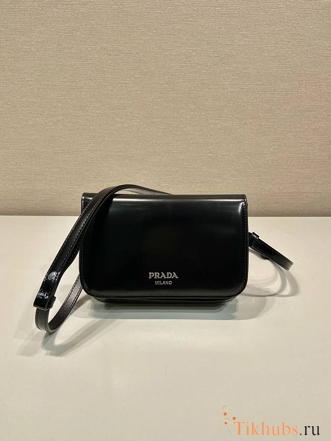 Prada Brushed Leather Mini Bag Shoulder Strap Black 18x12.5x2.5cm - 1