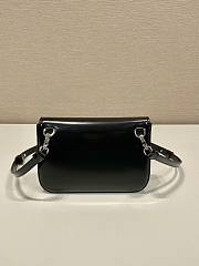 Prada Brushed Leather Mini Bag Shoulder Strap Black 18x12.5x2.5cm - 4