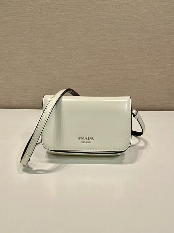 Prada Brushed Leather Mini Bag Shoulder Strap White 18x12.5x2.5cm