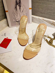 Christian Louboutin Just Nothing Illusion Red Sole Sandals Beige Heel 10cm - 2