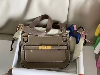 Hermes Mini Jypsiere Crossbody Bag Etoupe 23 x 17 x 9 cm