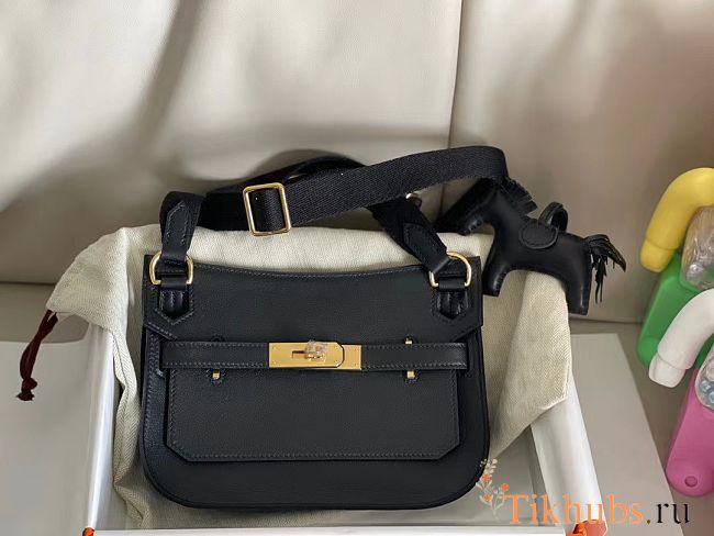 Hermes Mini Jypsiere Crossbody Bag Black Gold 23 x 17 x 9 cm - 1