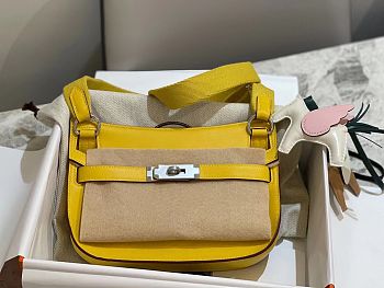 Hermes Mini Jypsiere Crossbody Bag Yellow Silver 23 x 17 x 9 cm