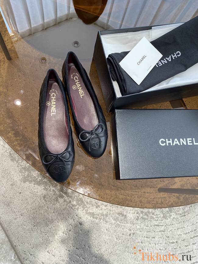 Chanel Ballet Flats Aged Calfskin Black  - 1