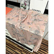 Chanel Swan Print Silk Scarf Pink 100x200cm - 2
