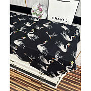 Chanel Swan Print Silk Scarf Black 100x200cm - 2