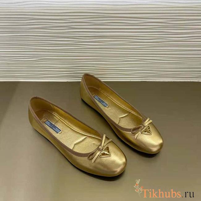 Prada Nappa Leather Ballerinas Gold - 1