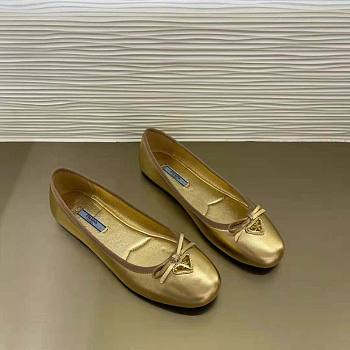 Prada Nappa Leather Ballerinas Gold