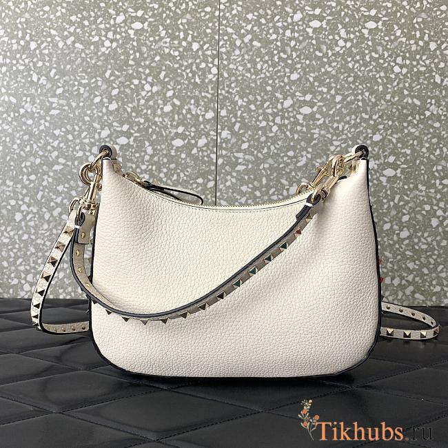 Valentino Small Rockstud Hobo Bag White 25x20x4cm - 1