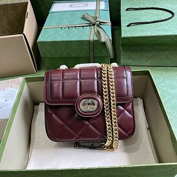Gucci Deco Mini Shoulder Bag Dark Red 18x14.5x8cm