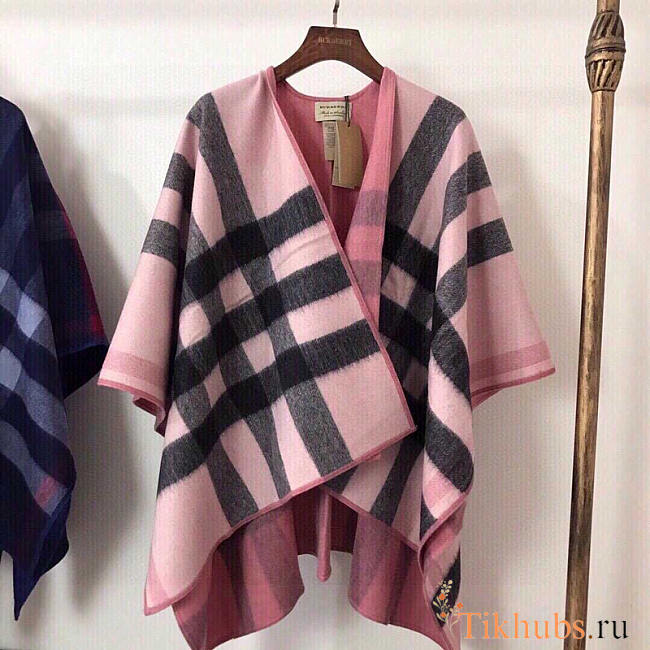 Burberry Check Flared Cape Coat Pink 140x140cm - 1
