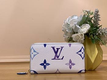 Louis Vuitton LV Zippy Wallet By The Pool Blue 19.5x10.5x2.5cm